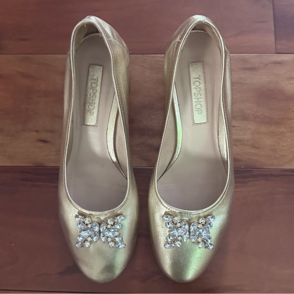 Topshop Gold Rhinestone Heels